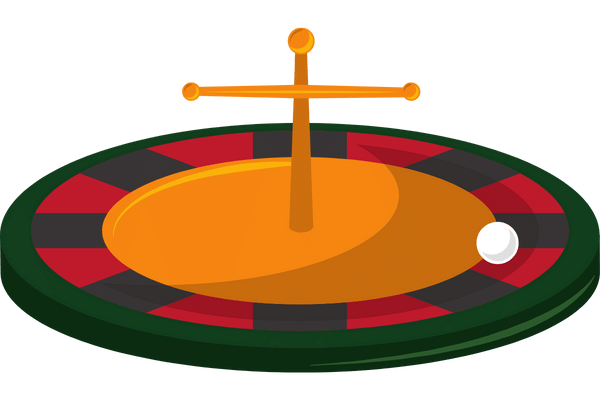 a golden roulette table with red and black trimmings, rolling a white ball.