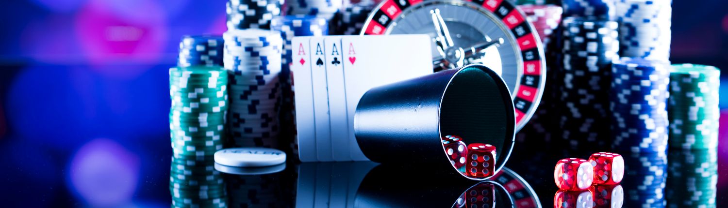 mobile casino chips and dice on a table