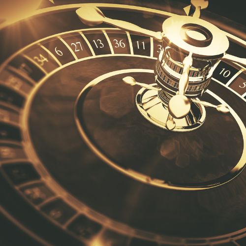 a golden roulette table spinning