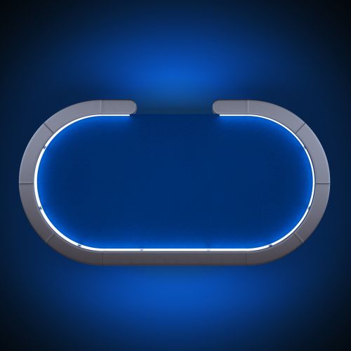 a top view of an empty blue blackjack table a top view of an empty blue blackjack table