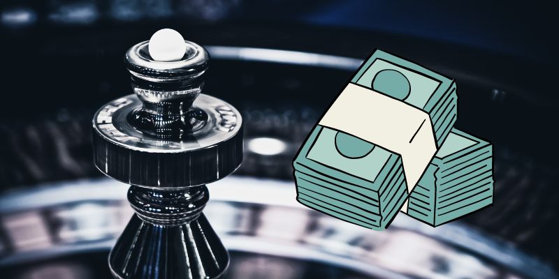 roulette table head with money bags