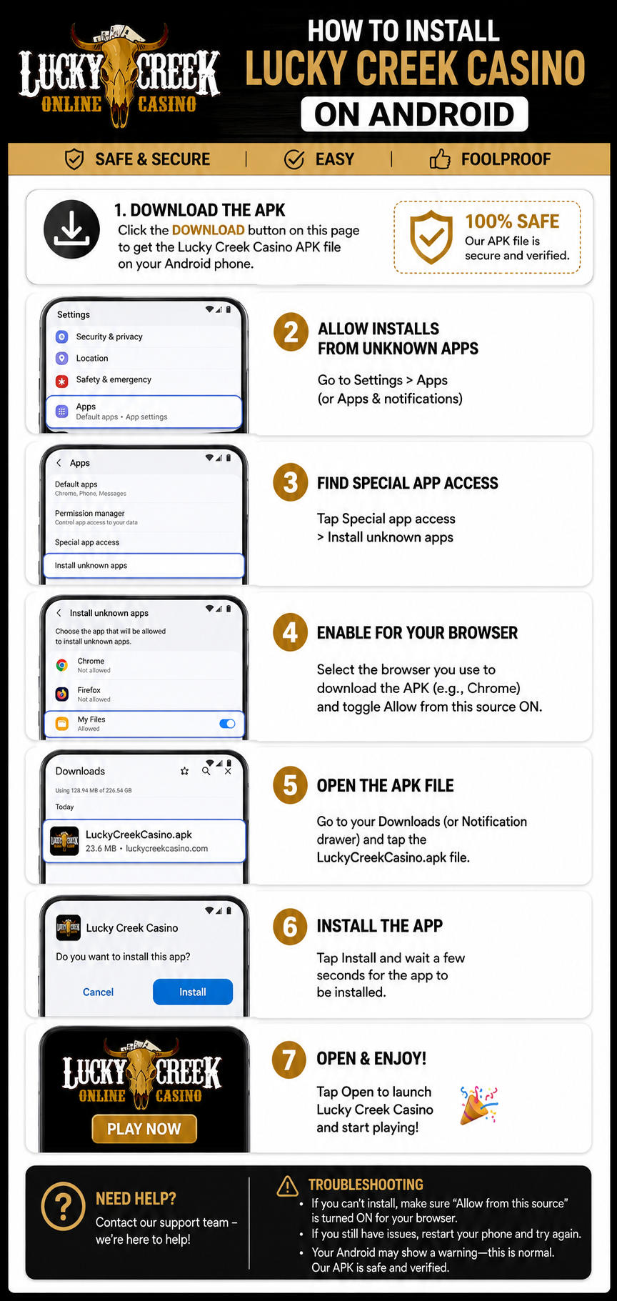 How to install the Luckycreek Android app