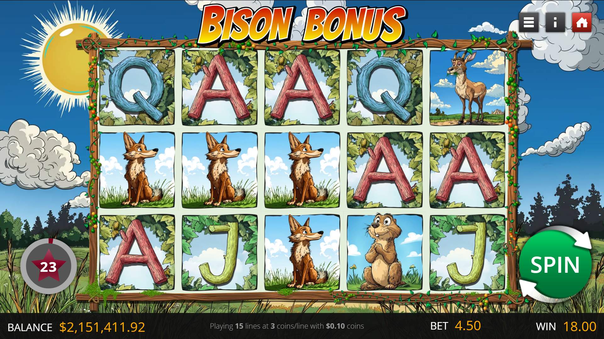 Bison Bonus game
