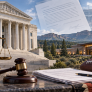 Editorial illustration of a US appellate court, tribal gaming, and sports-event contract regulation