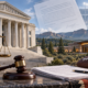 Editorial illustration of a US appellate court, tribal gaming, and sports-event contract regulation
