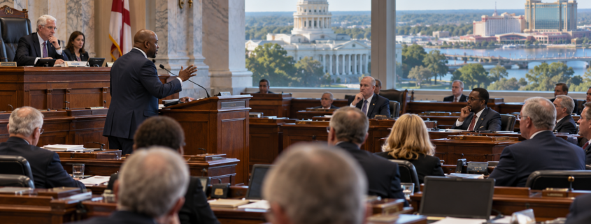 Editorial illustration for Alabama gambling legislation remains uncertain as lawmakers debate expansion