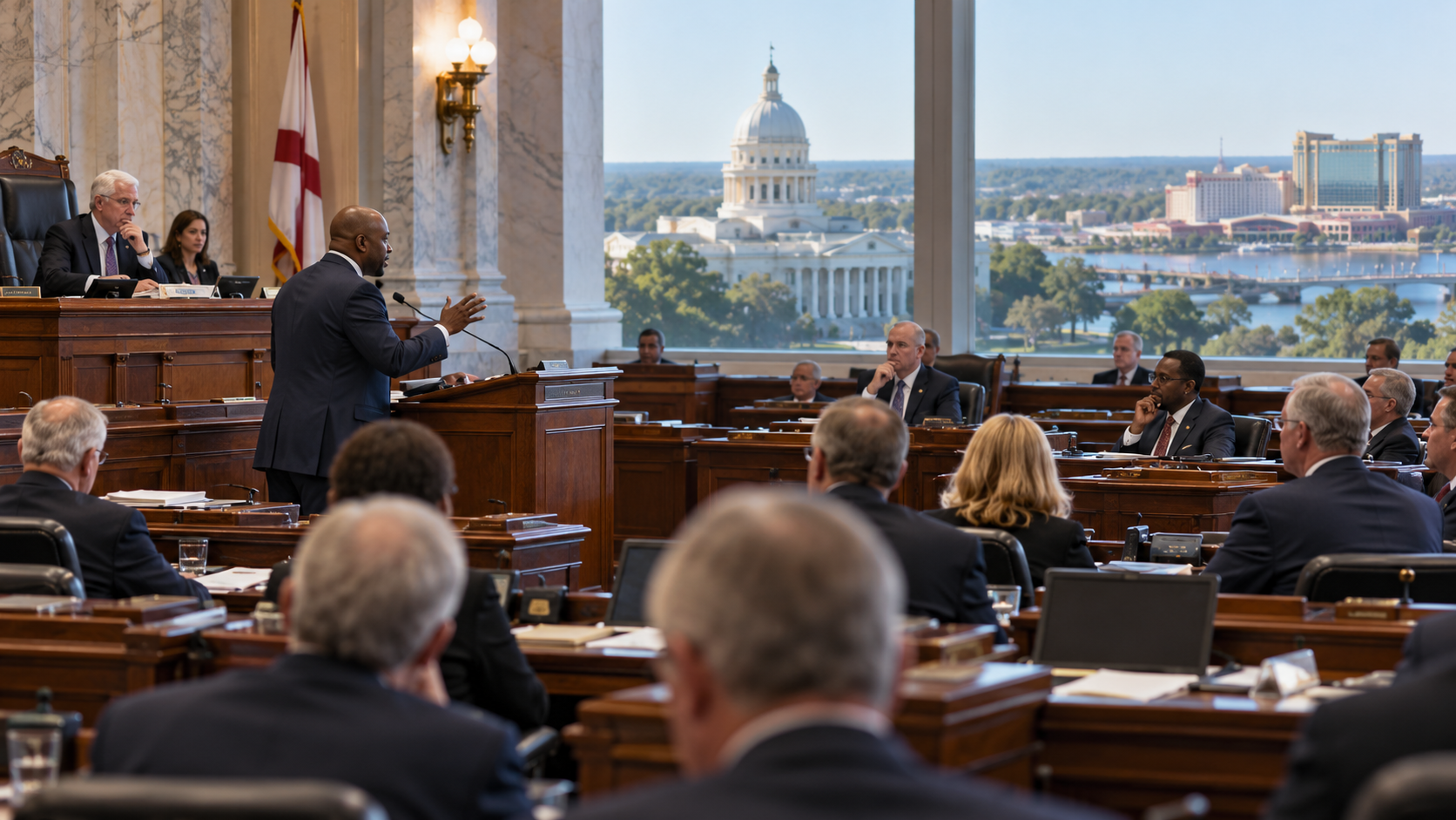 Editorial illustration for Alabama gambling legislation remains uncertain as lawmakers debate expansion