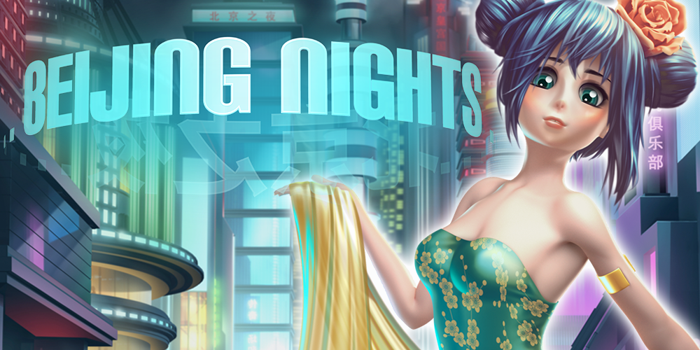 anime lady with beijing nights city background