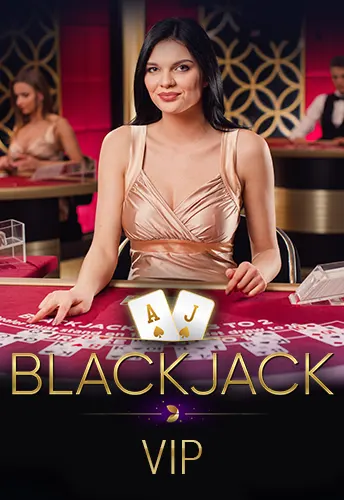 a vip blackjack table with a female dealer by the table