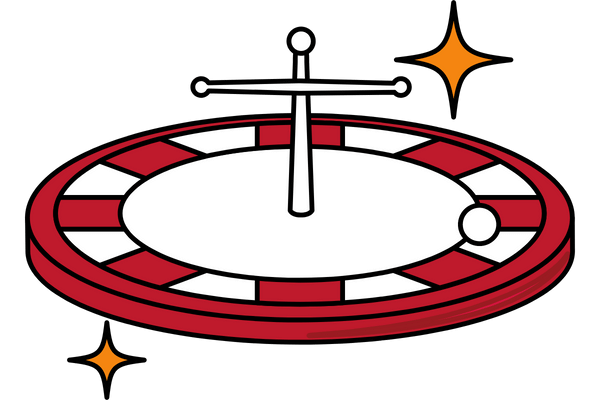 Graphic of roulette wheel with two golden stars