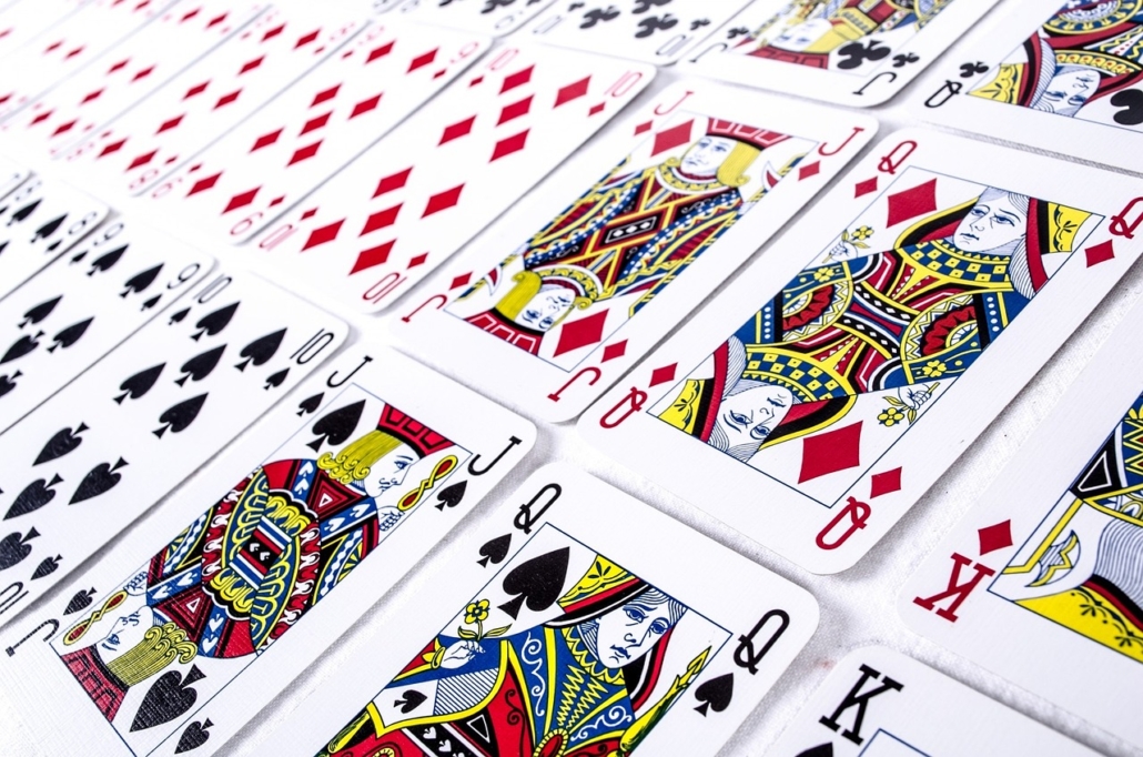 Deck of cards vertically laid out