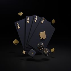 4 Aces in gold and black theme with 3 dice