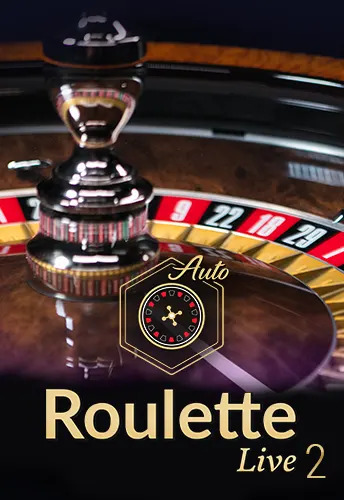 Auto Roulette Live 2 logo text with roulette wheel background