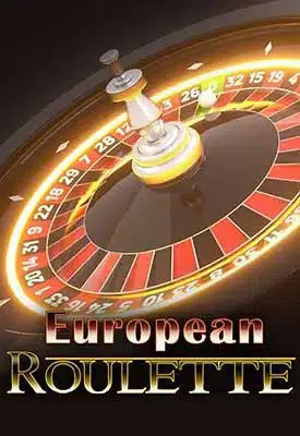 European roulette text with roulette table background