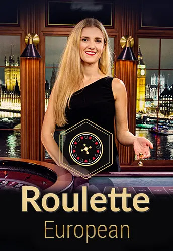 Blonde lady in black dress standing at roulette table